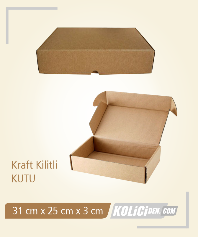31x25x3 cm Hazır Kraft Kilitli Kutu Modeli