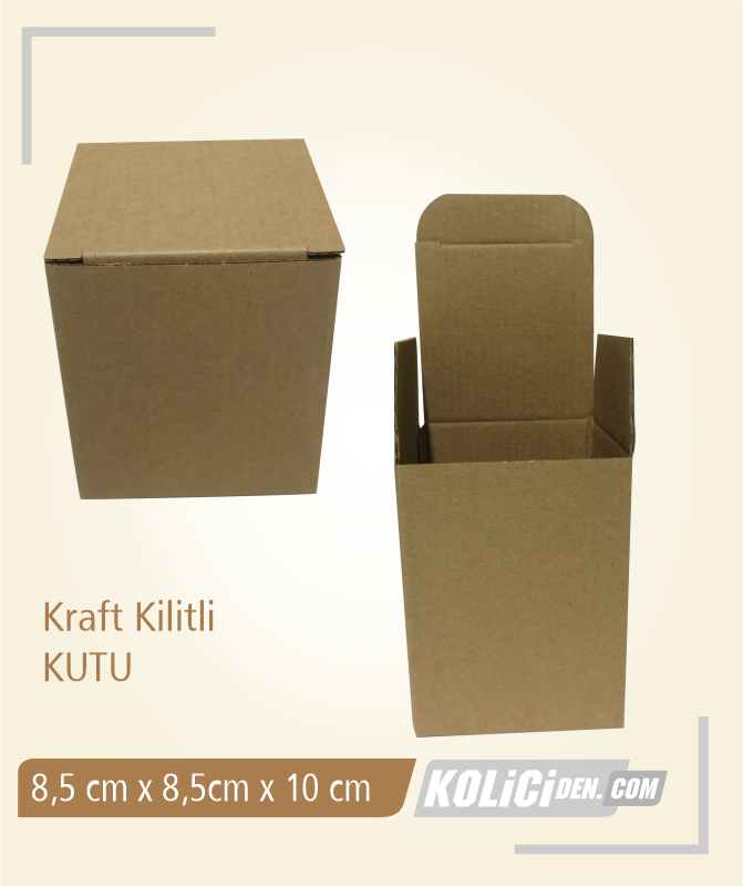 8,5x8,5x10 cm Hazır Kraft Kilitli Kutu 