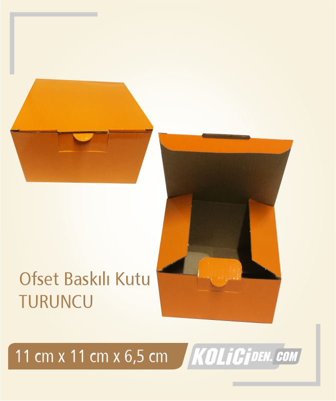 11x11x6,5 cm Turuncu Ofset Baskılı Kilitli Kutu-  TÜKENDİ