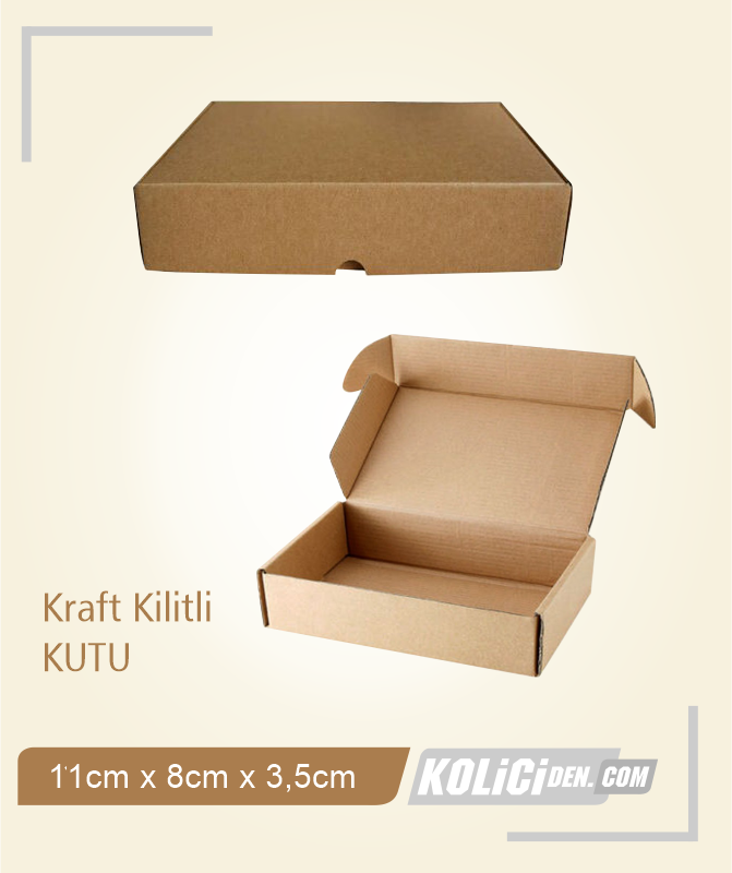 20x10x4 cm Hazır Kraft Kilitli Kutu