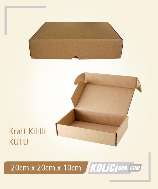 20x20x10 cm hazır kraft kilitli kutu