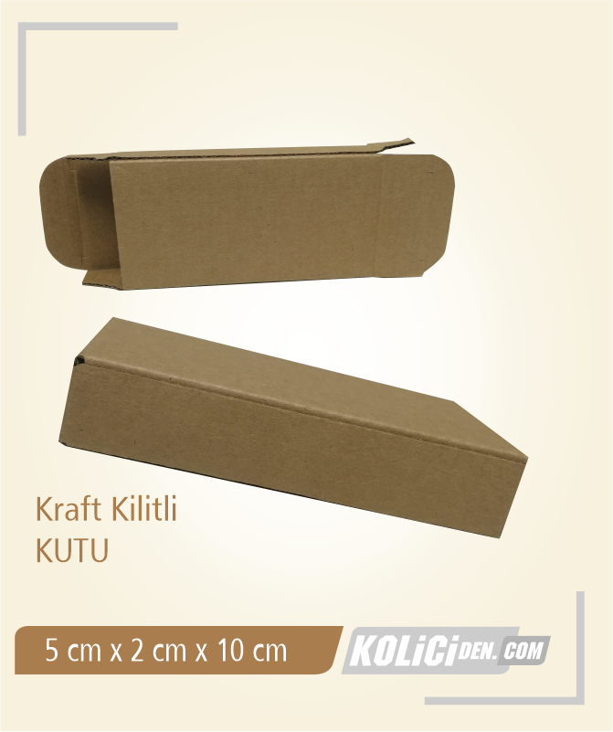 4x2x12 cm Hazır Kraft Kilitli Kutu